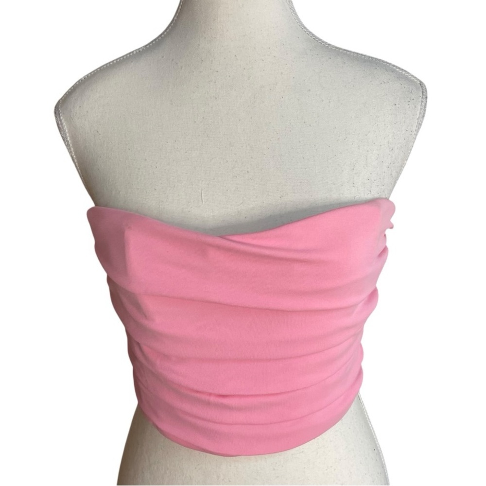 Zara Bustier Crop Tube Top Light Pink